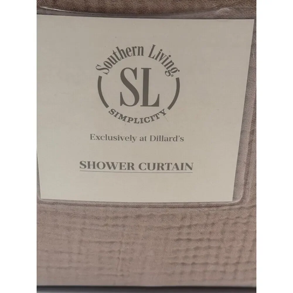 Southern Living Serenity 72x72 Cotton Shower Curtain Taupe Dillard's NIP